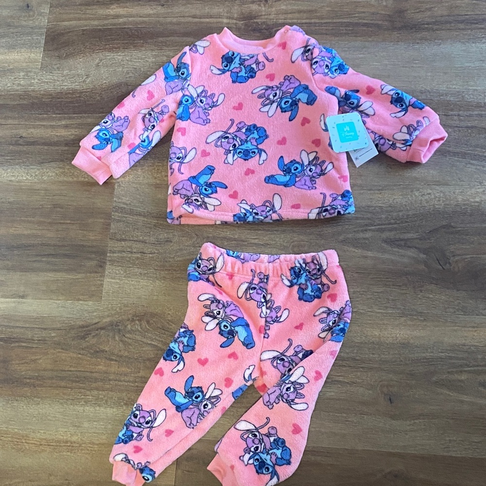 Disney Baby Stitch 2PC Fleece Outfit 18M NWT Pink Lounge Set - Picture 2 of 10